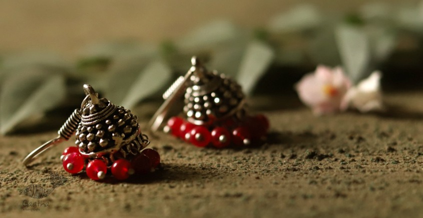 धरा ✽ Antique Finish White Metal ✽ Earring { 7 }